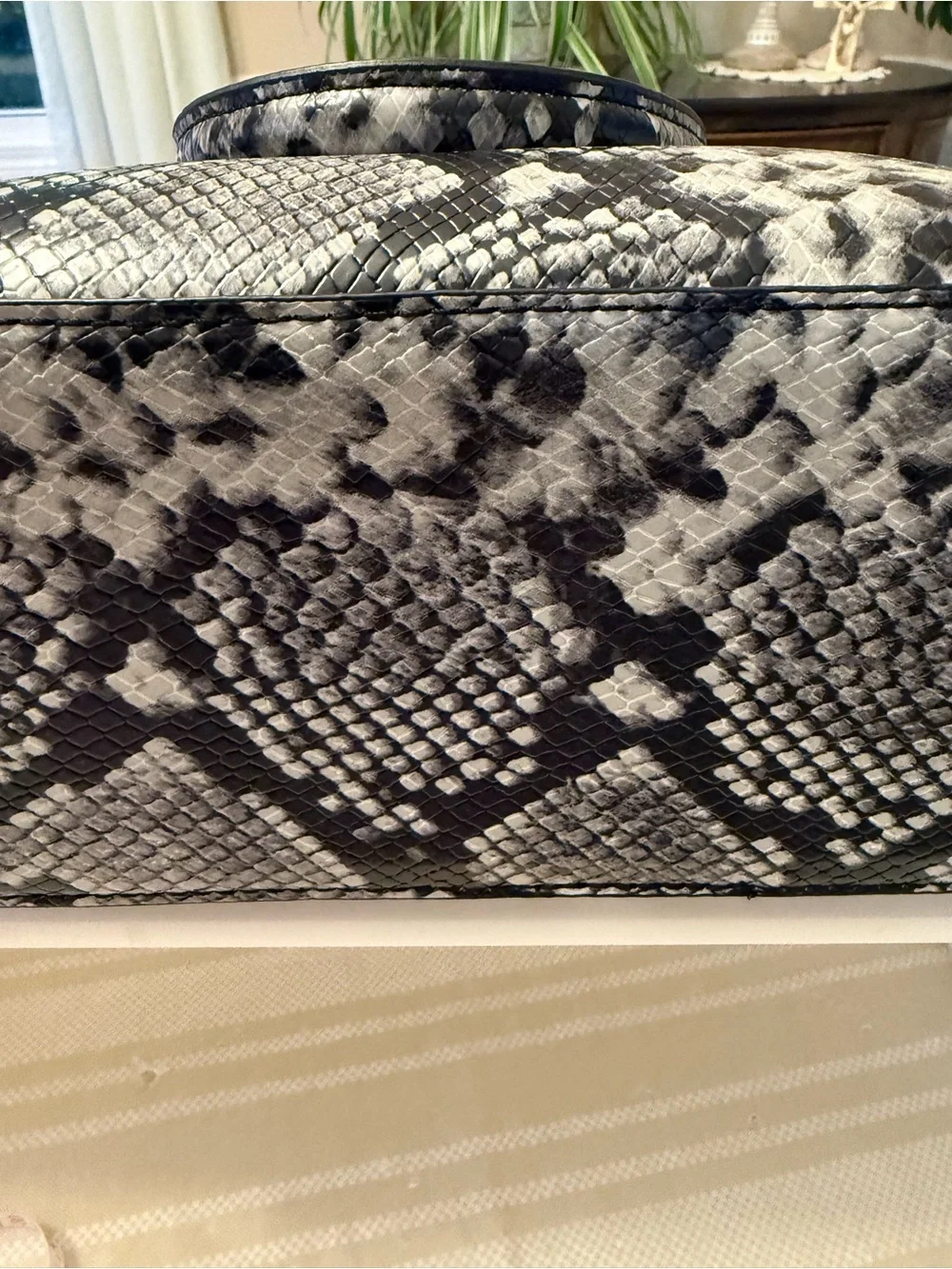 Aldo Black & Gray Snake-Print Tote